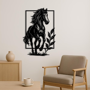 Running Horse Metal Wall Art – Realistic Black Horse Silhouette for Modern Home Decor – Metal Wall Decor – Metal Wall Art – Metal Decor
