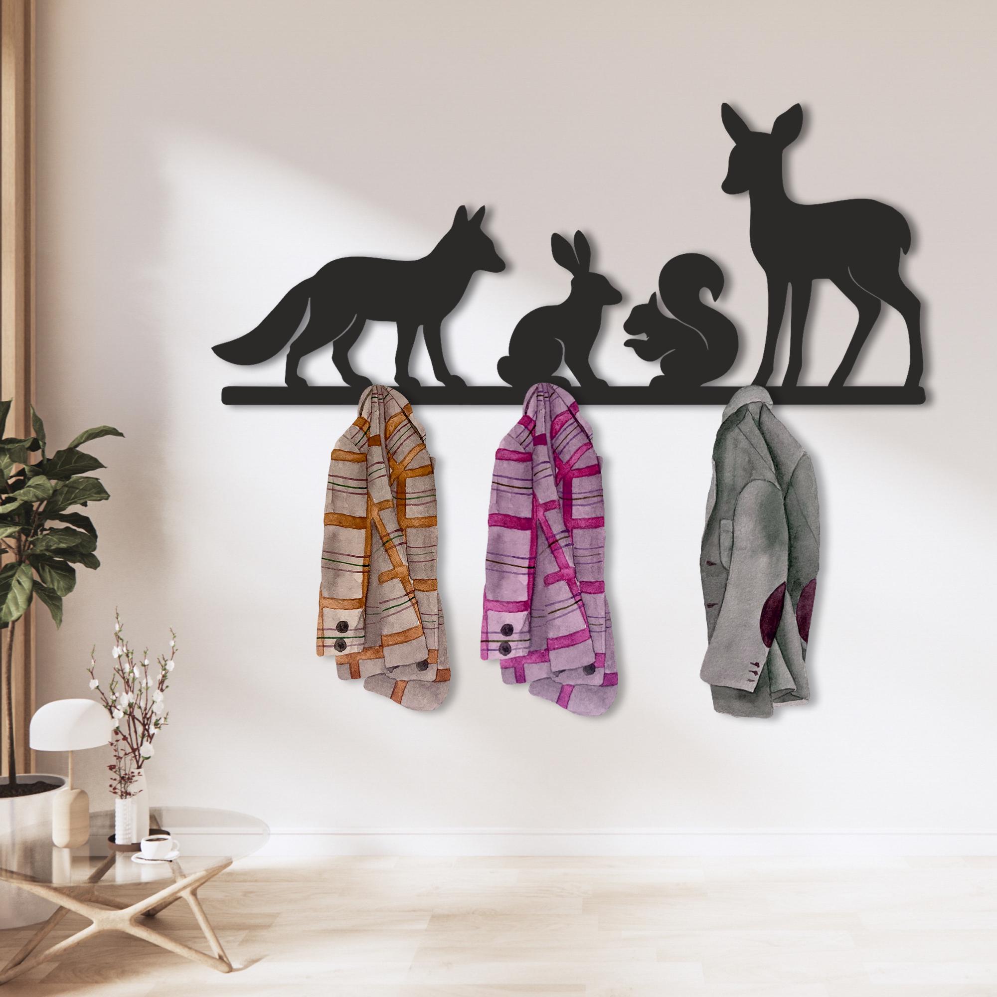 Woodland Animal Metal Wall Hook – Fox, Rabbit, Squirrel Deer