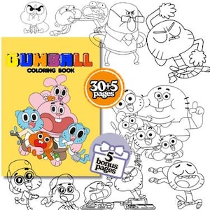 Gumball Cartoon Coloring Book: 35 Funny Pages for Kids & Adults (Digital Download PDF)