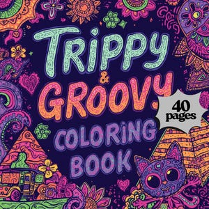 Psychedelic Coloring Book: 40 Trippy Retro Designs for Stress Relief (PDF Download)