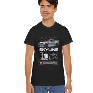 Nissan Skyline R34 GTR Cotton Graphic Tee | Premium JDM Car Lover T-Shirt | Comfortable Everyday Wear