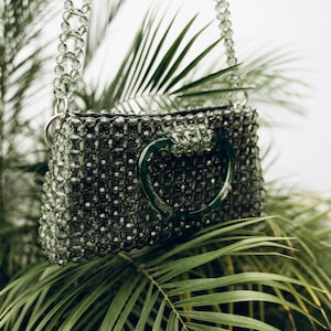 Handmade beaded bag, crossbody bag