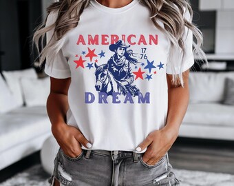 American Dream T-shirt. Western shirt, 4th of July, USA, Independence Day, Horse lover, Rodeo, Cowgirl, Quarter Horse