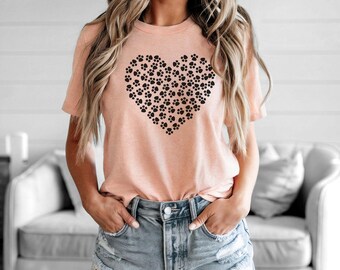 Heart with dog paws. Cute dog shirt, dog mom shirt, gift for dog mom, dog lovers tee, dog owner gift