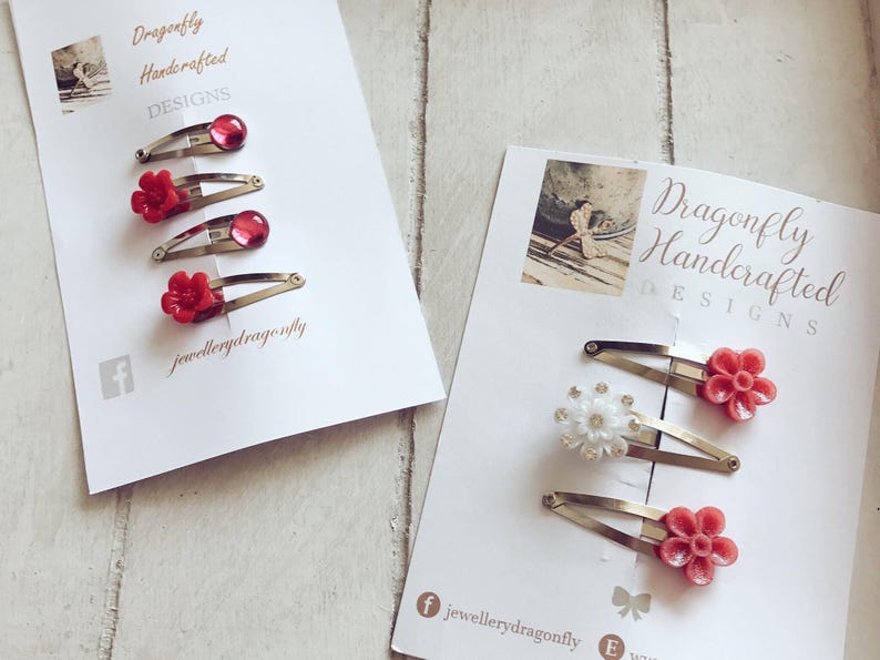 Red Floral Hair Clips Red Flower Hair Clips Wedding Hair Etsy