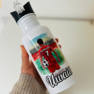 Peronalised Football Water Bottle | Childs Custom Football Bottle | Birthday Gift For Boys | Football Gifts For Kids | Boys Birthday