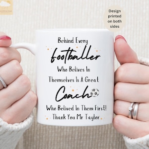 Personalised Thank You Football Coach Mug |  End Of Year Thank You Gift for Football Teacher | From Football Student | Football Coach Gifts