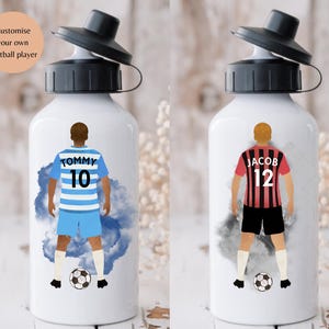Custom Childs Football Water Bottle | Children&#39;s Personalised Sports Drinks Bottle | Birthday Christmas Gift For Boys Girls | Football Gifts