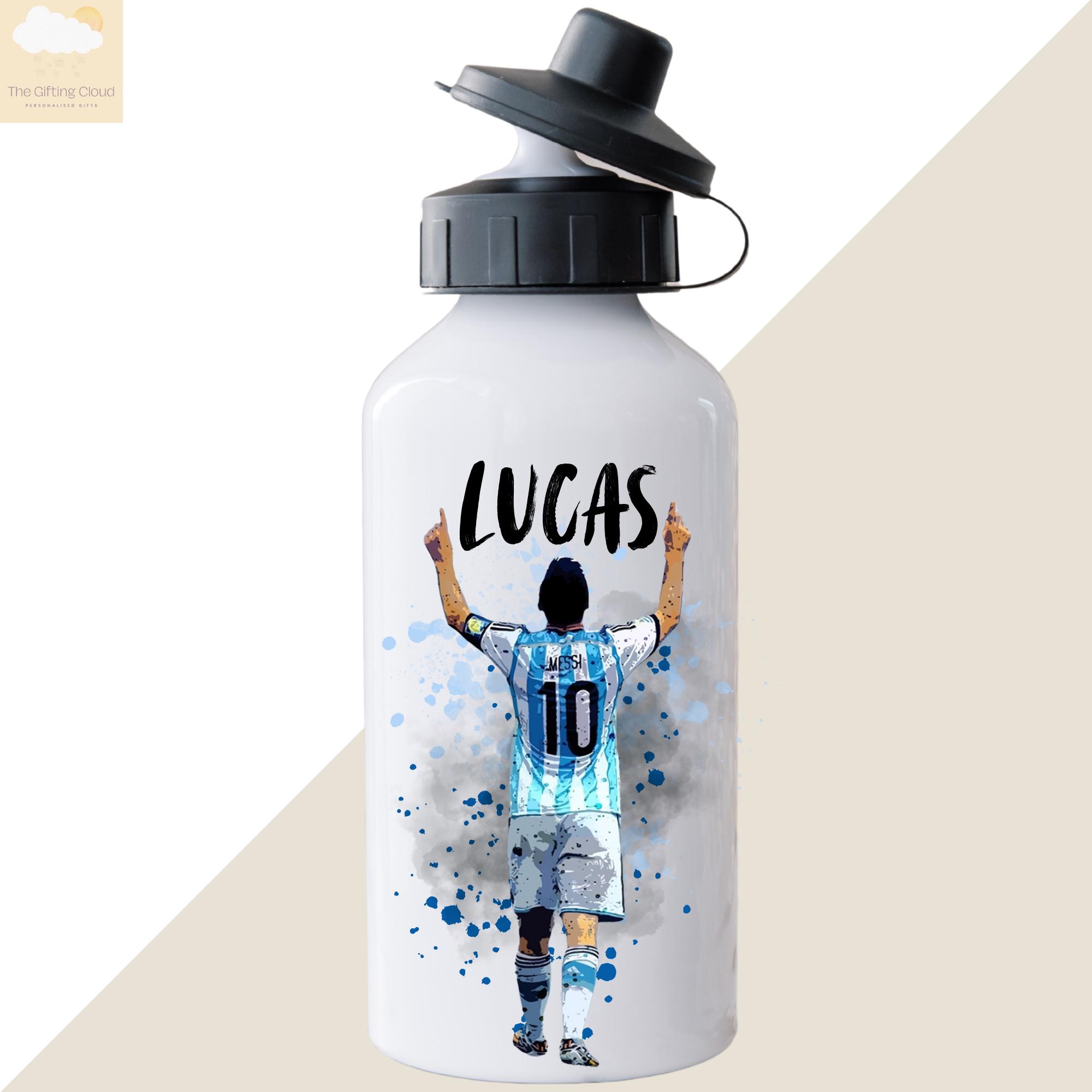 Bouteille d'eau Lionel Messi | Gourde personnalisée Football pour enfant | Gourde de sport personnalisée pour enfants | Cadeau d'anniversaire pour garçon | Cadeaux de football