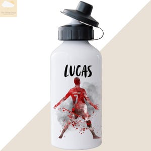 Ronalo Trinkflasche | Benutzerdefinierte Kinder Fußball Wasserflasche | Kinder personalisierte Sportflasche | Geburtstagsgeschenk für Jungen | Fußball Geschenke