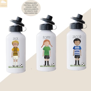 Personalised Kids Football Water Bottle | Children&#39;s Custom Sports Drinks Bottle | Birthday Christmas Gifts For Boys Girls | Back To School