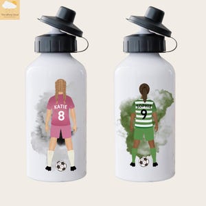 Custom Girls Football Water Bottle | Children&#39;s Personalised Sports Drinks Bottle | Birthday Christmas Gift For Girls | Football Gifts Girl