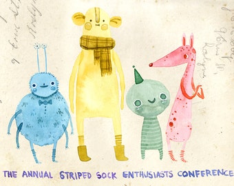 The Annual Striped Sock Enthusiasts Conference - Greeting Card