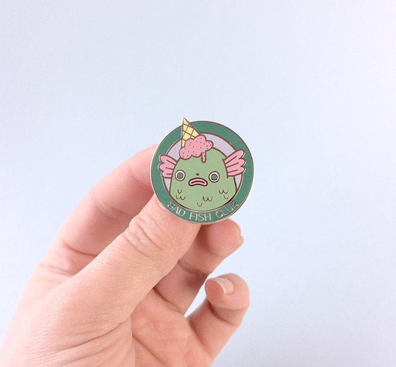 Sad Fish Club Hannakin Hard Enamel Pin Gloomy Sea Creature | Etsy