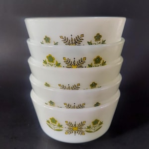 Fire King Meadow Green Custard Cups Set Of 5