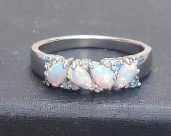 Vintage sterlingzilveren vuuropaalring maat 7