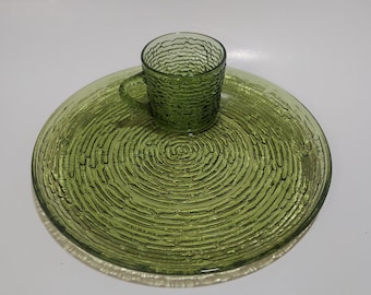 Vintage Anchor Hocking avocado green Soreno snack set