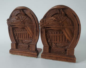 Vintage horse book ends