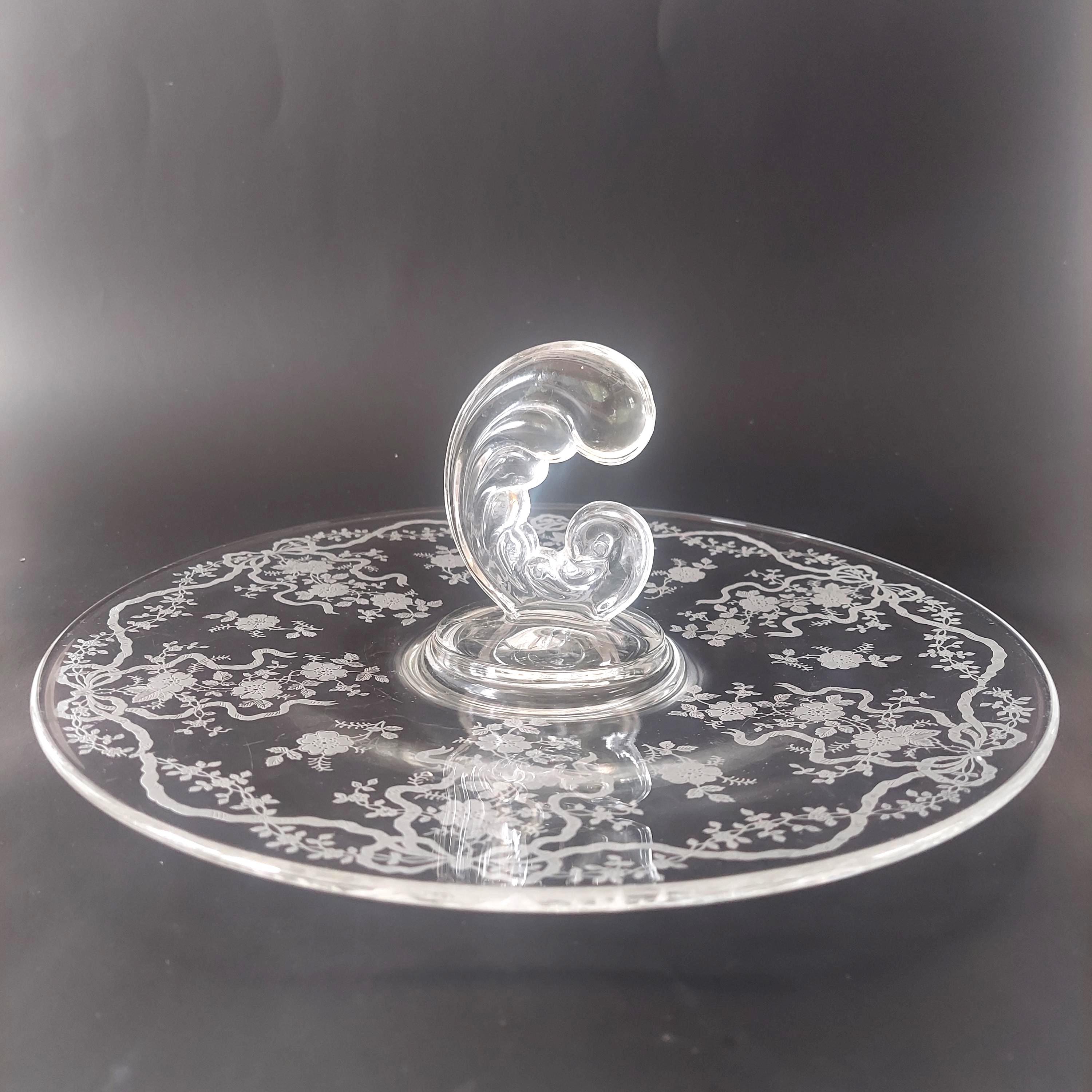 1938年フォストリア クリスタル メイフラワー エッチング 取っ手付き ボウル 1938年フォストリア クリスタル メイフラワー エッチング 取っ手