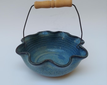 Vintage Studio Pottery Apple Baker Basket Bowl