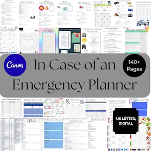 Peut inclure: Un planificateur d'urgence numérique de plus de 140 pages, conçu pour une tenue de dossiers complète. Comprend des sections pour les informations personnelles, les détails médicaux et les dossiers financiers. Le planificateur est au format US Letter.