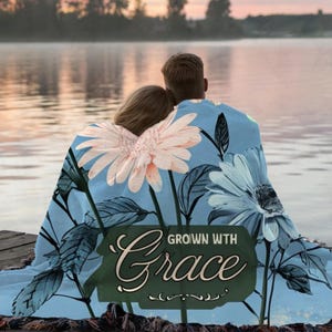 Grown with Grace Floral Woven Blanket, Mother&#39;s Day Gift for her, blanket-woven-gifted, wovenblankets, blanket-woven-gift, woven gift hers
