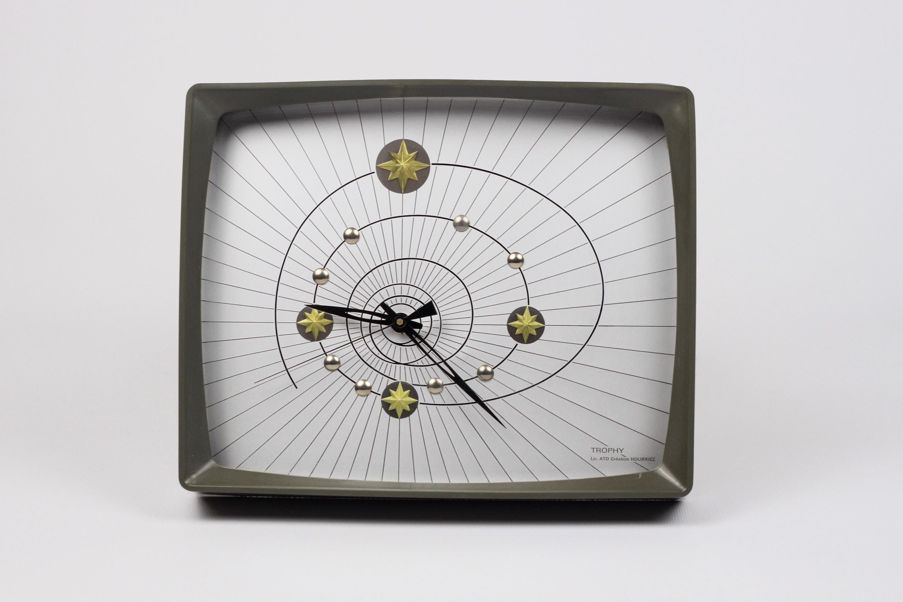 Espace Age Horloge de Table Réveil Tulpenfuß Chrome Japon 60s Spacegray 1.89AIO