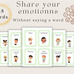 48 cartes d'émotions pour la communication non verbale, autisme, TDAH, outil pour parents, aide parentale, parfaite pour les enfants ou les adultes, communications non verbales