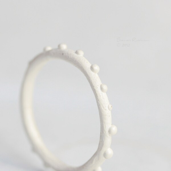White Little Bubbles Ring Sterling Silver Organic Look T14