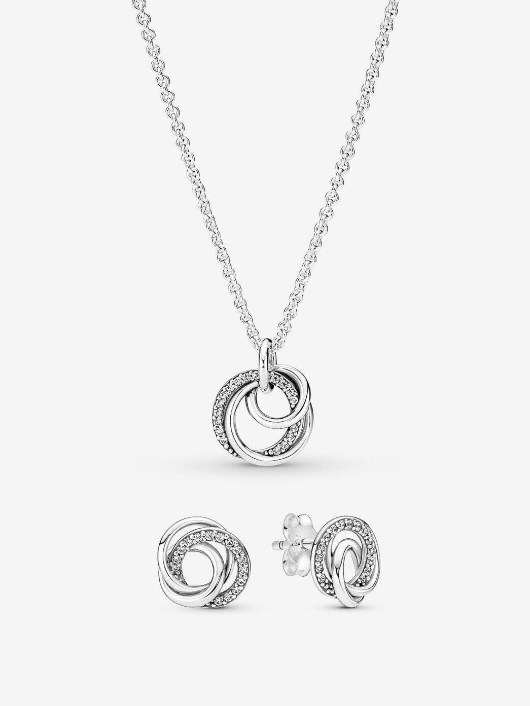 Rose Gold Knot Cubic Zirconia Necklace & Earrings Set – Shinning CZ Stone Jewelry For Women & Girls - View #2