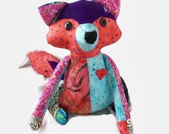 Woodland Fox Doll Plushie, One of a kind Fox Toy. Artist Fox Doll .Multicolored Wild Animal Fox, Nursery Doll, Heirloom Doll. Plush Fox Toy