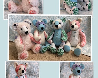 CUSTOM BEAR, Heirloom Bear… Keepsake Bear, Artist bear One of a Kind Bear made from  clothing or fabric or fur