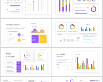 Two-Themed PowerPoint Templates with Data Visualizations, Infographics, Bar Charts, Pie Charts, Time Series, and Line Charts | 30+ Slides