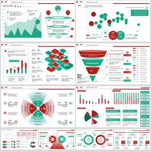 70+ Page PowerPoint Template with Logic/Flow Chart, Timeline, and Visual Layout