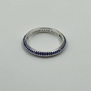 PANDORA Jewelry Silver Ring for Women Pavé Blue