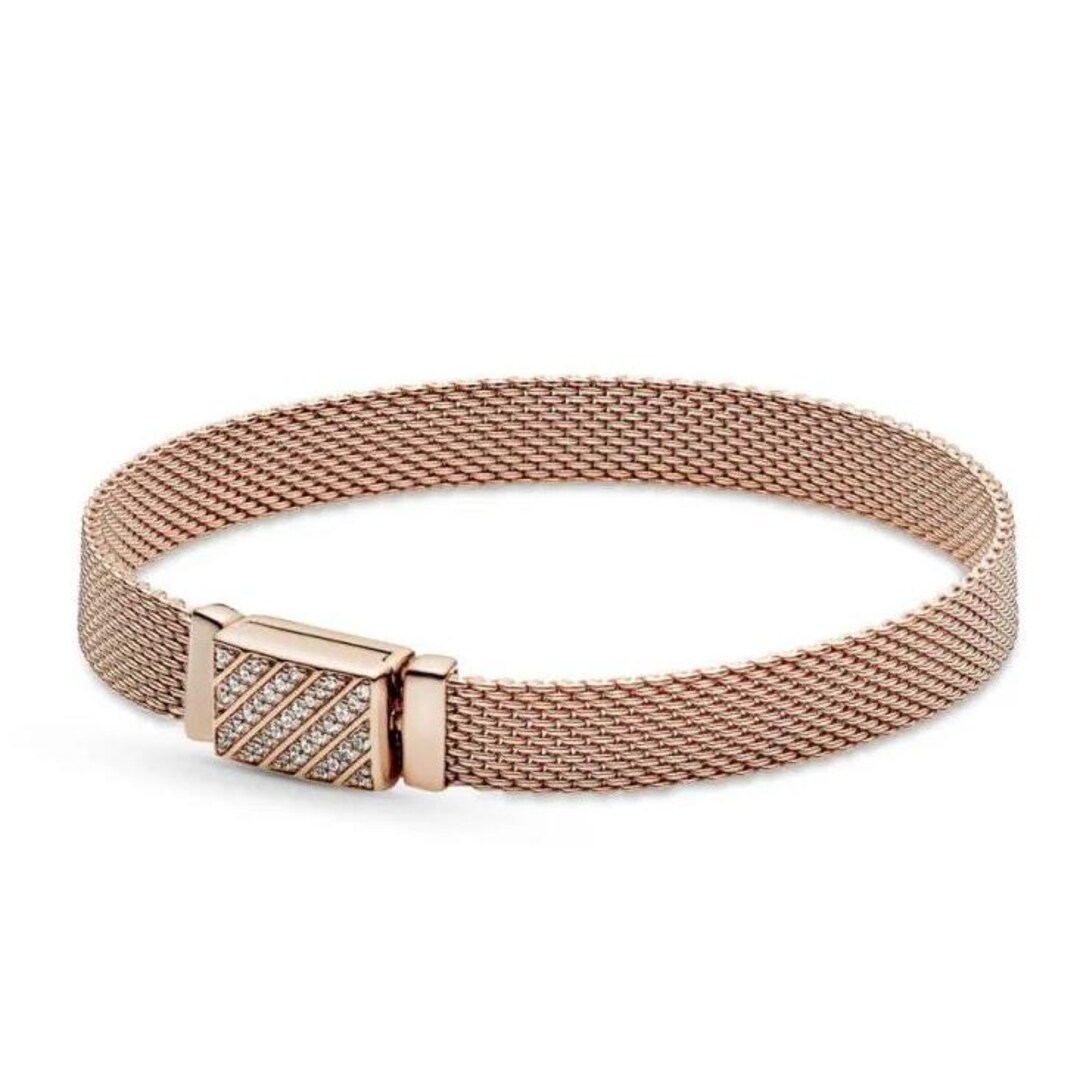 Pandora Reflexions Long Clasp Pavé Bracelet Rose Gold With Pouch - Etsy