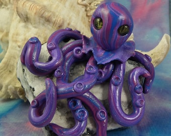 Octopus 'Octavia' on rock Defender of the OceanRealm OOAK Sculpt by Sculpture Artist Ann Galvin