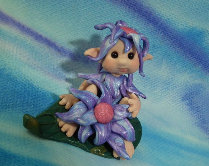 Petal Podling-Elf 'Florah' 3" Woodlander Series OOAK SCULPT by Artist Ann Galvin