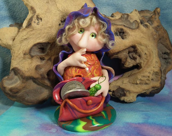 Treasury Gnome 'Eliza Shilling' * keeper of the bullion * OOAK Sculpt by Artist Ann Galvin