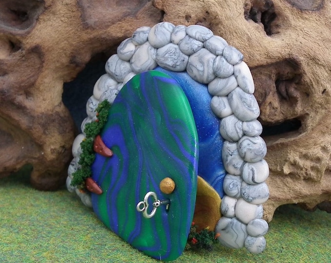 Sale Gnomish Elf Portal for Gnome Visits OOAK Sculpt by Sculpture Artist Ann Galvin Fairy Door