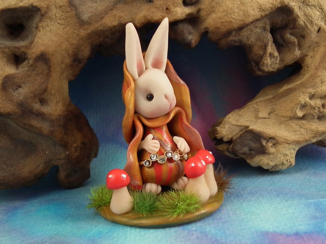 Tiny Rabbit 'celeste' in Grassy Glade With Toadstools OOAK Sculpt by ...