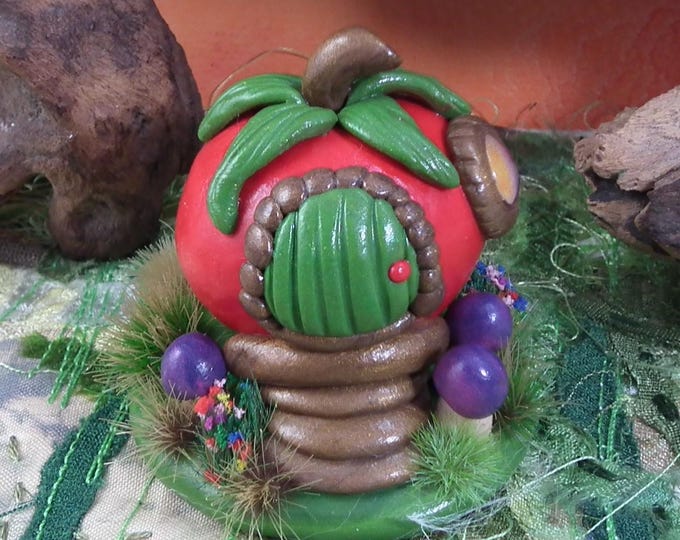 Tiny Wildwood Spryte Tomato House OOAK Sculpt by artist Ann Galvin