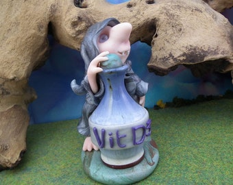 Vegetarian Vampyre 'Myrtle' with Vitamin D3 OOAK Sculpt by Artist Ann Galvin