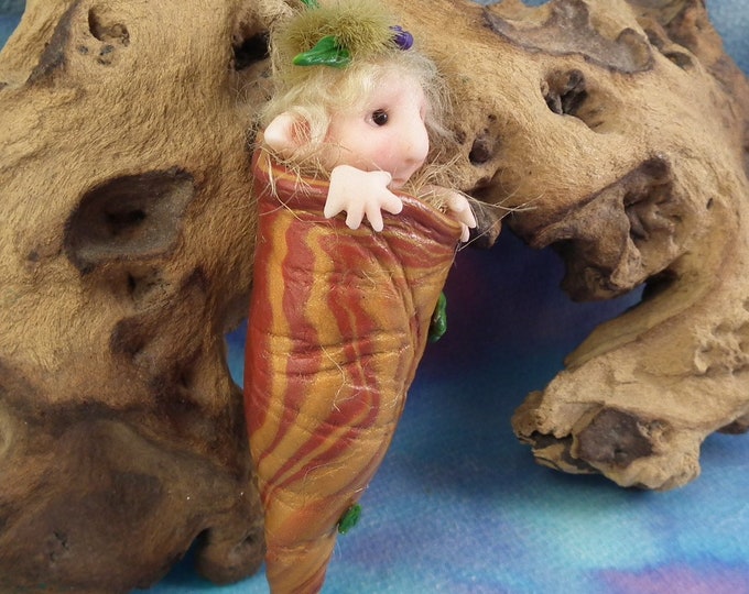 Baby Elfling 'Dulcima' infant bundle cocoon swaddle OOAK Sculpt by Sculpture Artist Ann Galvin