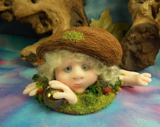 Sale ... Hairy Troll in a Grassy Knoll 'Glenyss' OOAK Sculpt Sculpture by Artist Ann Galvin Goblin