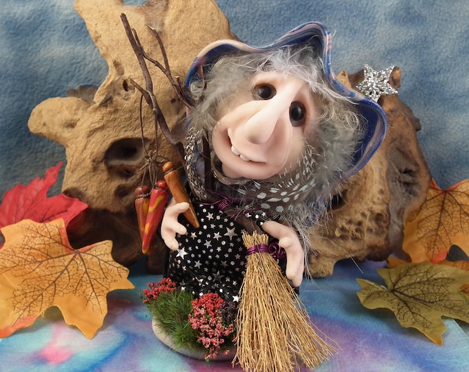 Wise Sage HobbGobb 'Dorcas' of 'GrevvenWold' 5" Art Doll OOAK Sculpt by Sculpture Artist Ann Galvin