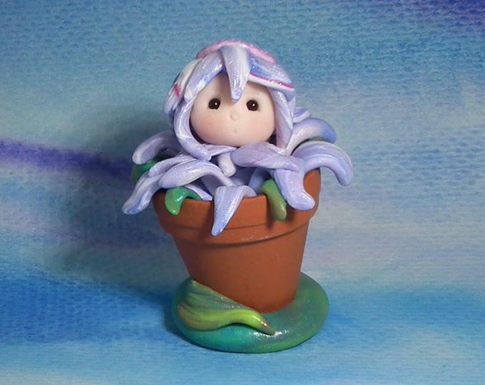 Tiny Potted Gnome 'Viola' Blossom Baby OOAK SCULPT by Artist Ann Galvin
