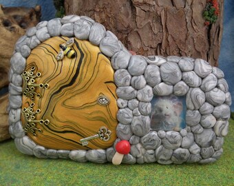 Gnomish Elf Portal for Gnome Visits OOAK Sculpt by Sculpture Artist Ann Galvin Fairy Door