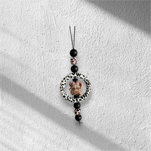 Highland Cow Car Charm | Cute Boho Cow Rearview Mirror Accessory | Rustic Farm Animal Car Decor | Gift for Cow Lovers