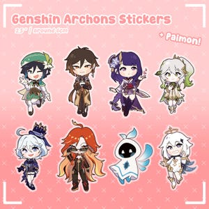 Genshin Impact - Tous les stickers Archontes (et Paimon !)